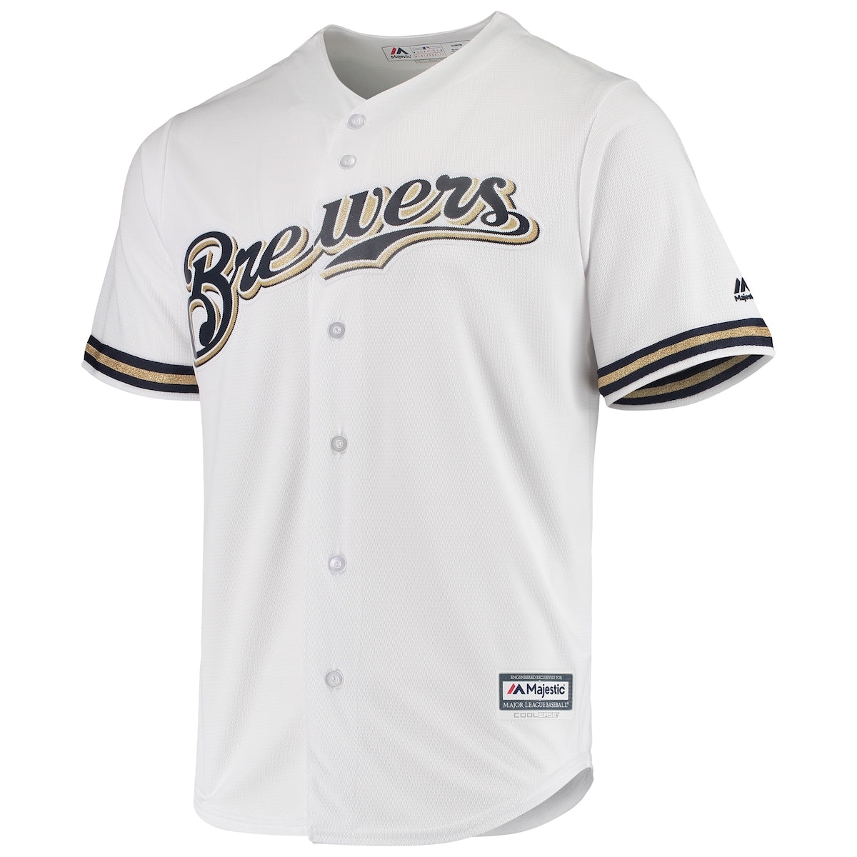 Men's Majestic Brewers Team Official Jersey - White