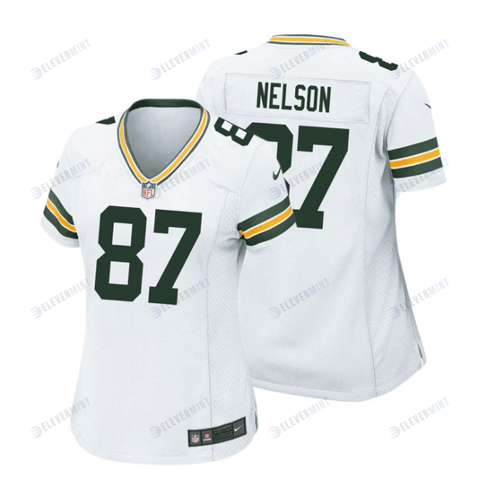 Jordy Nelson 87 Green Bay Packers Women Away Game Jersey - White
