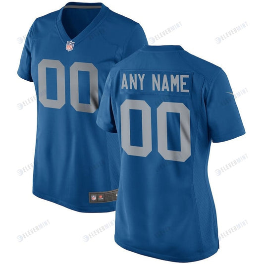 Detroit Lions Women Custom Throwback Game Jersey - Blue