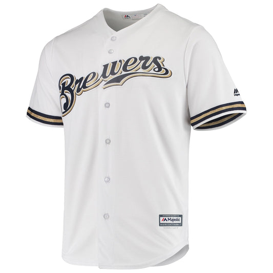 Men's  Majestic Brewers Team Official Jersey - White