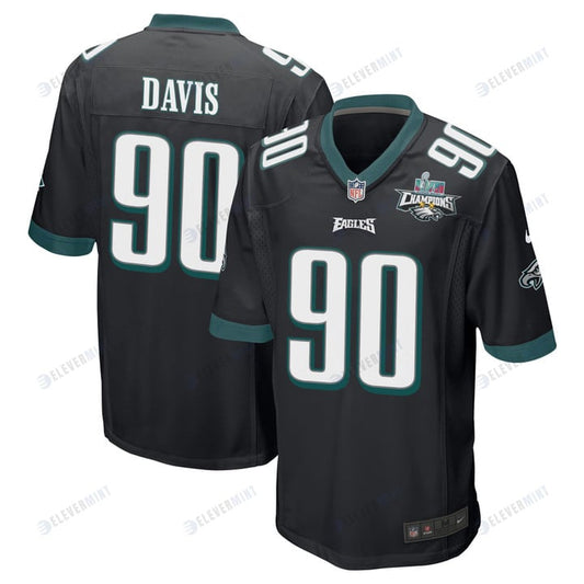 Jordan Davis 90 Philadelphia Eagles Super Bowl LVII Champions 2 Stars Men Game Jersey - Black