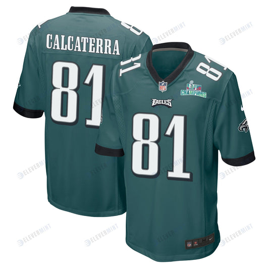 Grant Calcaterra 81 Philadelphia Eagles Super Bowl LVII Champions Men Game Jersey - Midnight Green