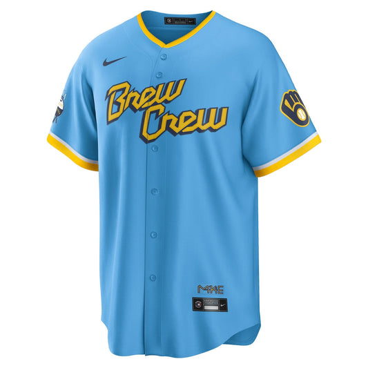 Men's  Nike Brewers 2022 City Connect Replica Team Jersey - Light Blue