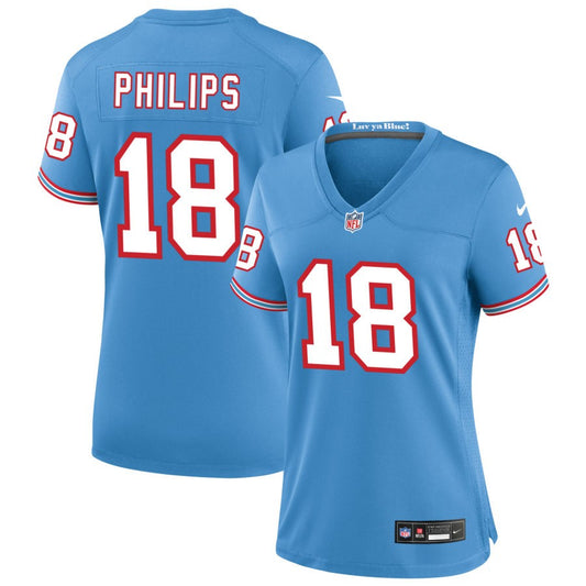 Kyle Philips Tennessee Titans Nike Women's Oilers Throwback Game Jersey - Light Blue