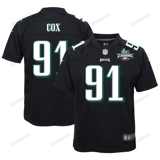 Fletcher Cox 91 Philadelphia Eagles Super Bowl LVII Champions 2 Stars Youth Game Jersey - Black