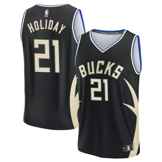 Jrue Holiday  Milwaukee Bucks Fanatics Branded Youth Fast Break Jersey - Black - Statement Edition