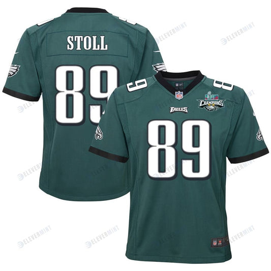 Jack Stoll 89 Philadelphia Eagles Super Bowl LVII Champions 2 Stars 2 Stars Youth Game Jersey - Black