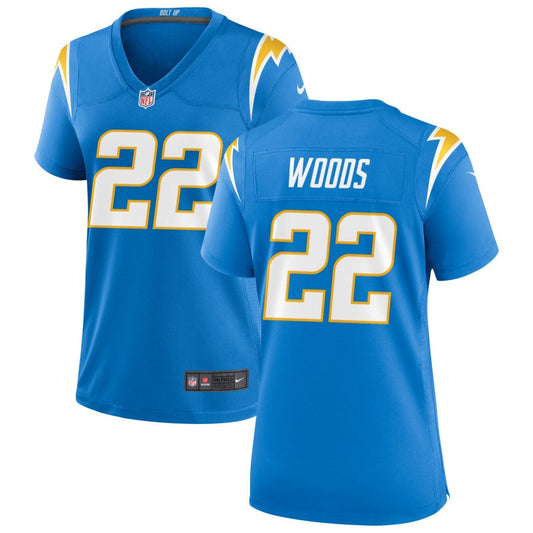 JT Woods Los Angeles Chargers Nike Women's Game Jersey - Powder Blue