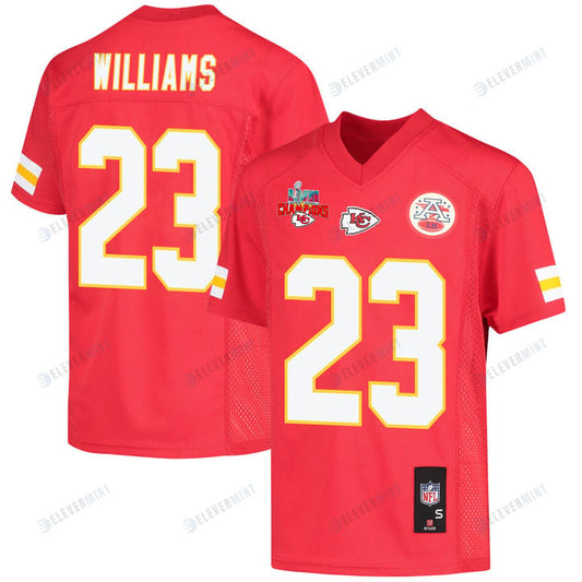 Joshua Williams 23 Kansas City Chiefs Super Bowl LVII Champions 3 Stars Youth Game Jersey - Red