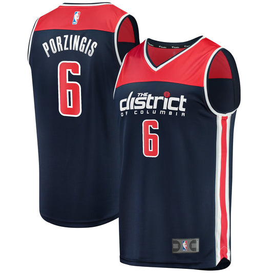 Kristaps Porzingis Washington Wizards Fanatics Branded Youth 2021/22 Fast Break Player Jersey Navy - Statement Edition