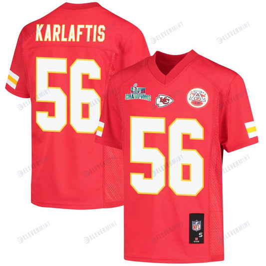 George Karlaftis 56 Kansas City Chiefs Super Bowl LVII Champions Youth Game Jersey - Red