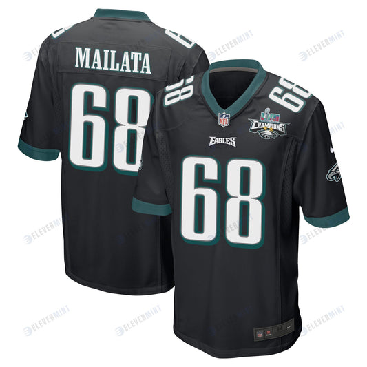 Jordan Mailata 68 Philadelphia Eagles Super Bowl LVII Champions 2 Stars Men Game Jersey - Black