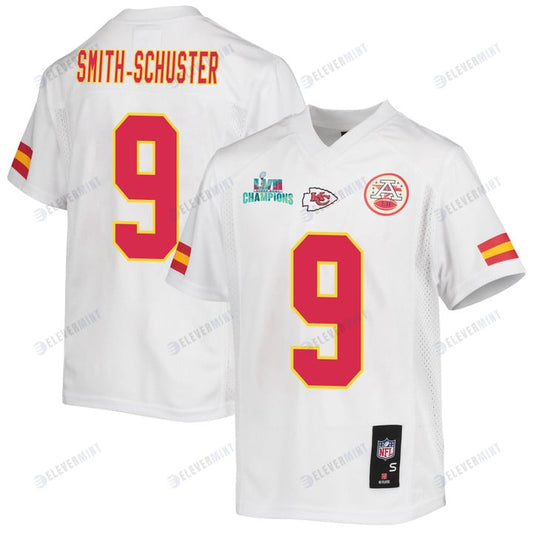 JuJu Smith-Schuster 9 Kansas City Chiefs Super Bowl LVII Champions Youth Game Jersey - White