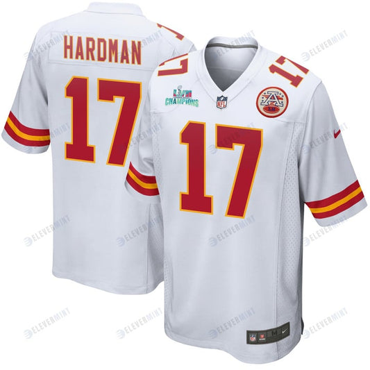 Mecole Hardman 17 Kansas City Chiefs Super Bowl LVII Champions Men Game Jersey - White