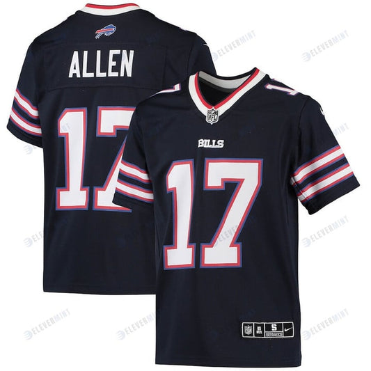 Josh Allen 17 Buffalo Bills Youth Inverted Team Game Jersey - Navy