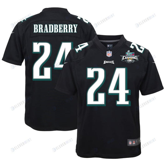 James Bradberry 24 Philadelphia Eagles Super Bowl LVII Champions 2 Stars Youth Game Jersey - Black