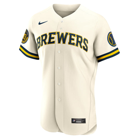 Men's  Nike Brewers Home Authentic Team Jersey - Off White