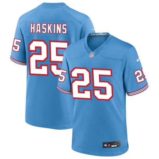 Hassan Haskins Tennessee Titans Nike Oilers Throwback Game Jersey - Light Blue