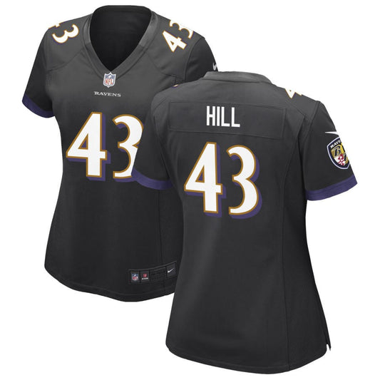 Justice Hill Baltimore Ravens Nike Women's Alternate Game Jersey - Black