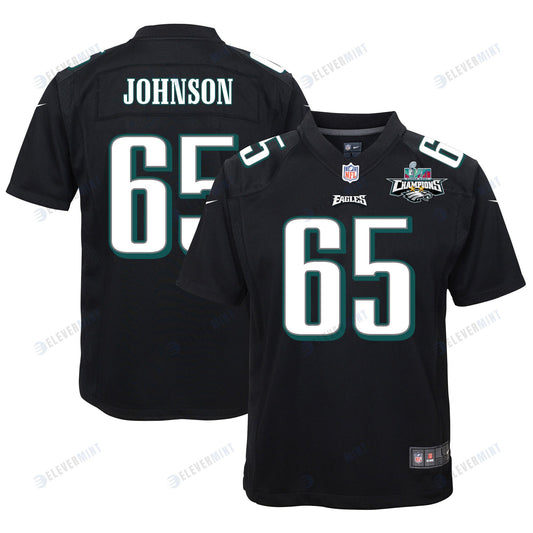 Lane Johnson 65 Philadelphia Eagles Super Bowl LVII Champions 2 Stars Youth Game Jersey - Black