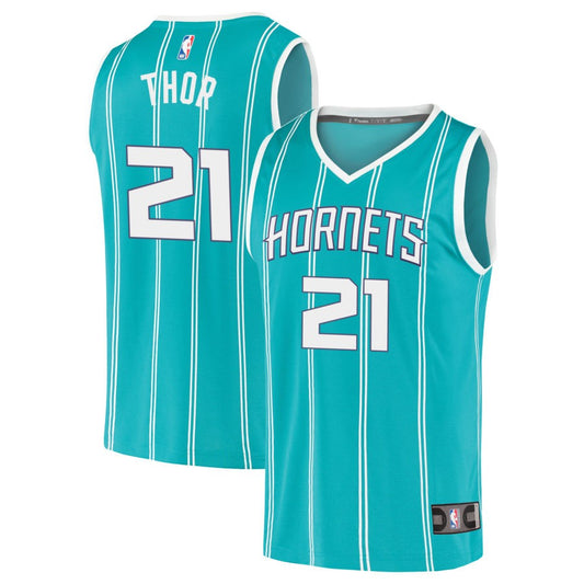 JT Thor Charlotte Hornets Fanatics Branded 2020 Fast Break Replica Jersey - Icon Edition - Teal