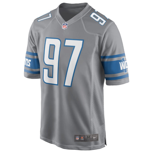 Men's Aidan Hutchinson Nike Lions Game Jersey - Silver